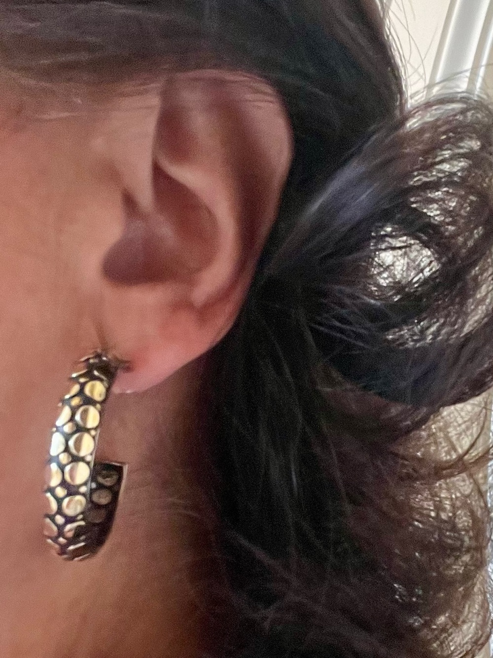 Black and Gold Hoop Earrings - Picture 4 of 16